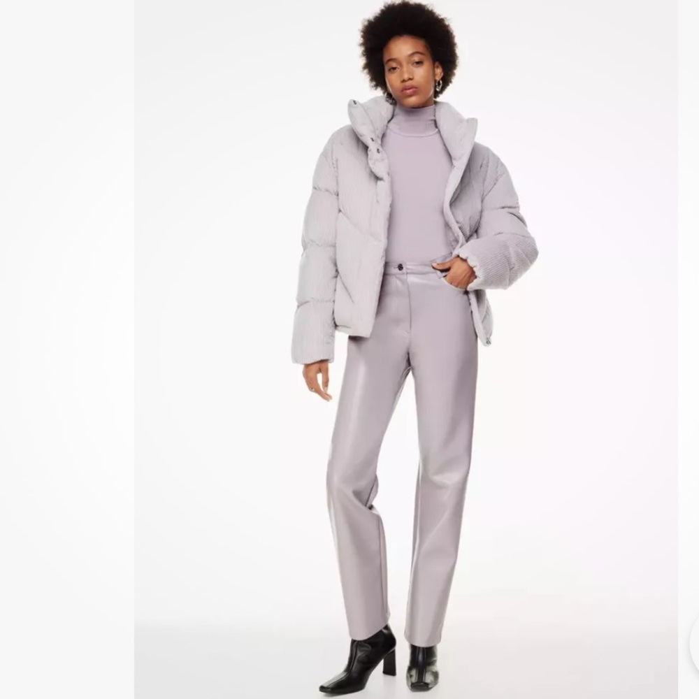 WILFRED ARITZIA The Melina™ High-waisted Vegan Leather Pants Lavender SZ 2 NEW